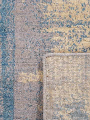 Abstract Canvas-Style Area Rug in Muted Beige & Blue