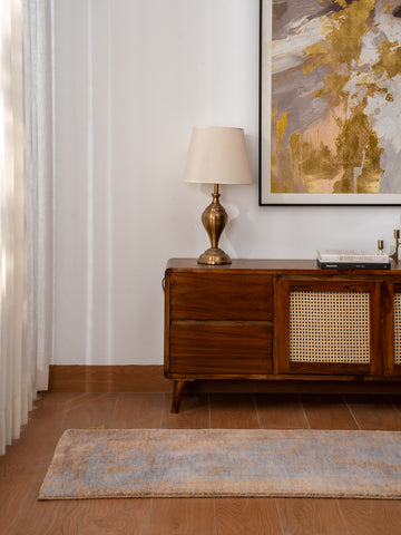 Hand Knotted Wool Abstract Blue Brown Area Rug