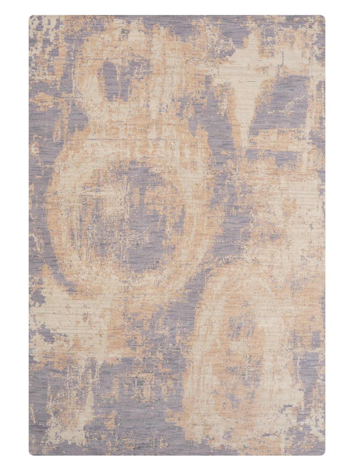 Hand Knotted Wool Abstract Blue Beige Area Rug