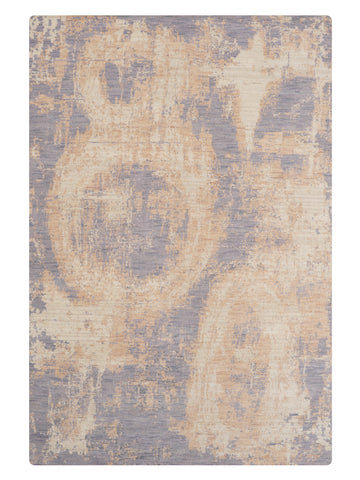 Hand Knotted Wool Abstract Blue Beige Area Rug