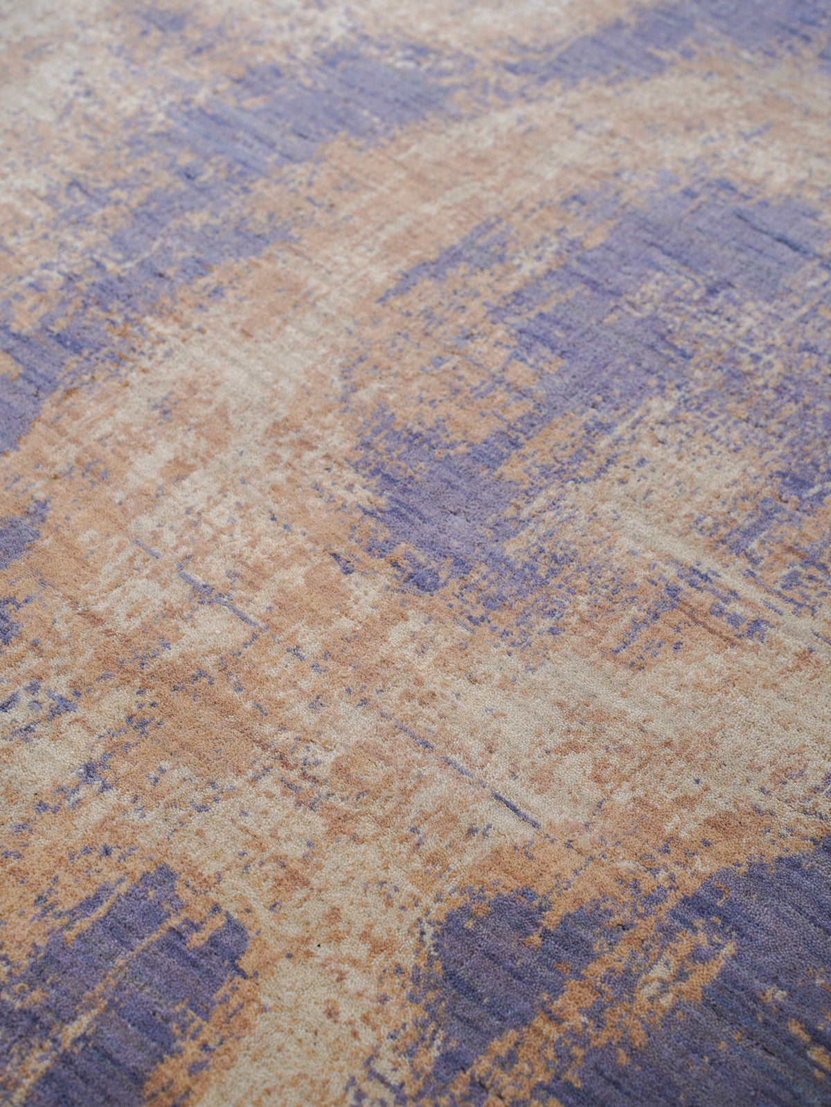 Hand Knotted Wool Abstract Blue Beige Area Rug