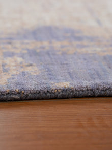 Hand Knotted Wool Abstract Blue Beige Area Rug