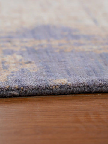 Hand Knotted Wool Abstract Blue Beige Area Rug