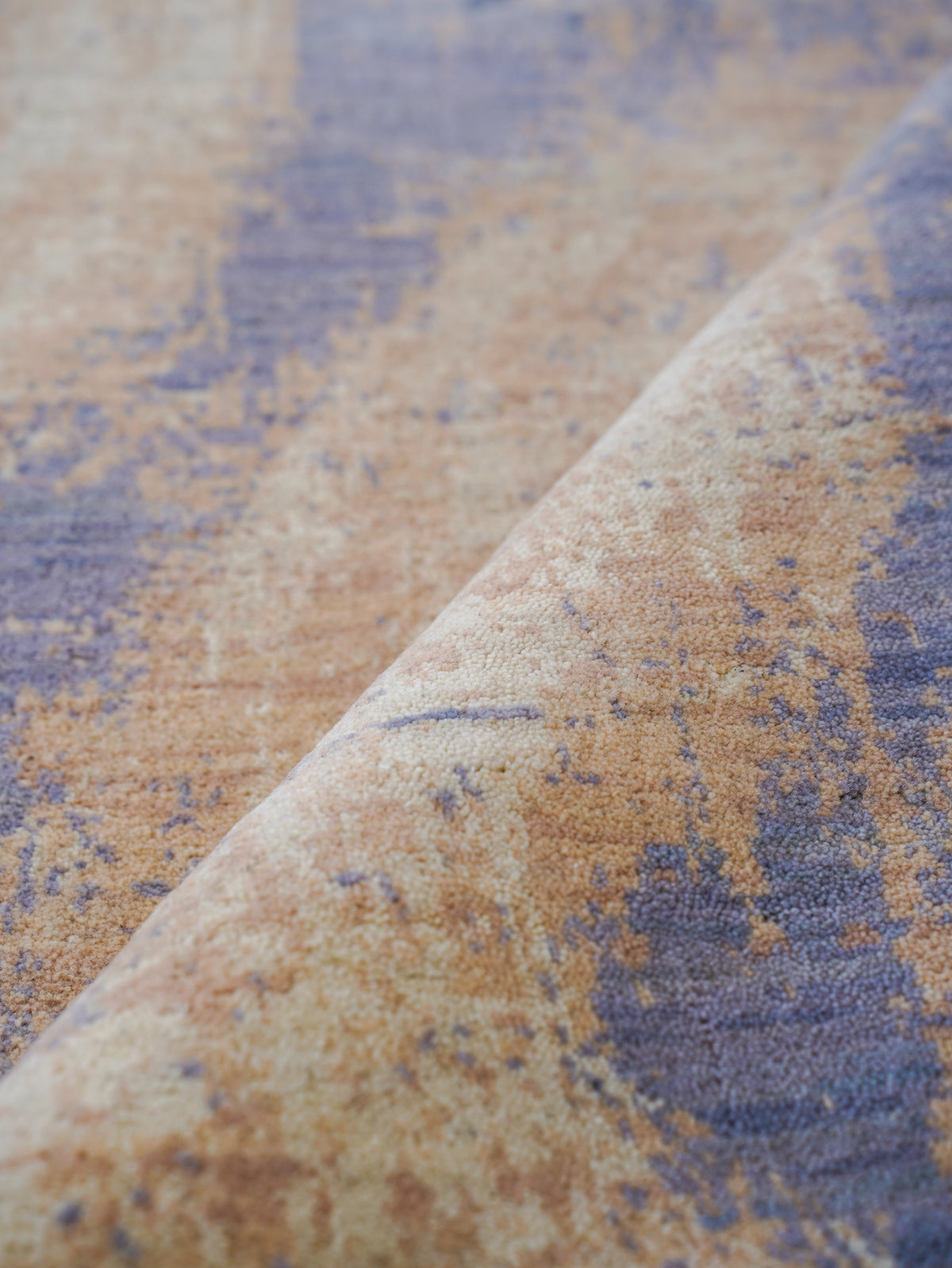 Hand Knotted Wool Abstract Blue Beige Area Rug