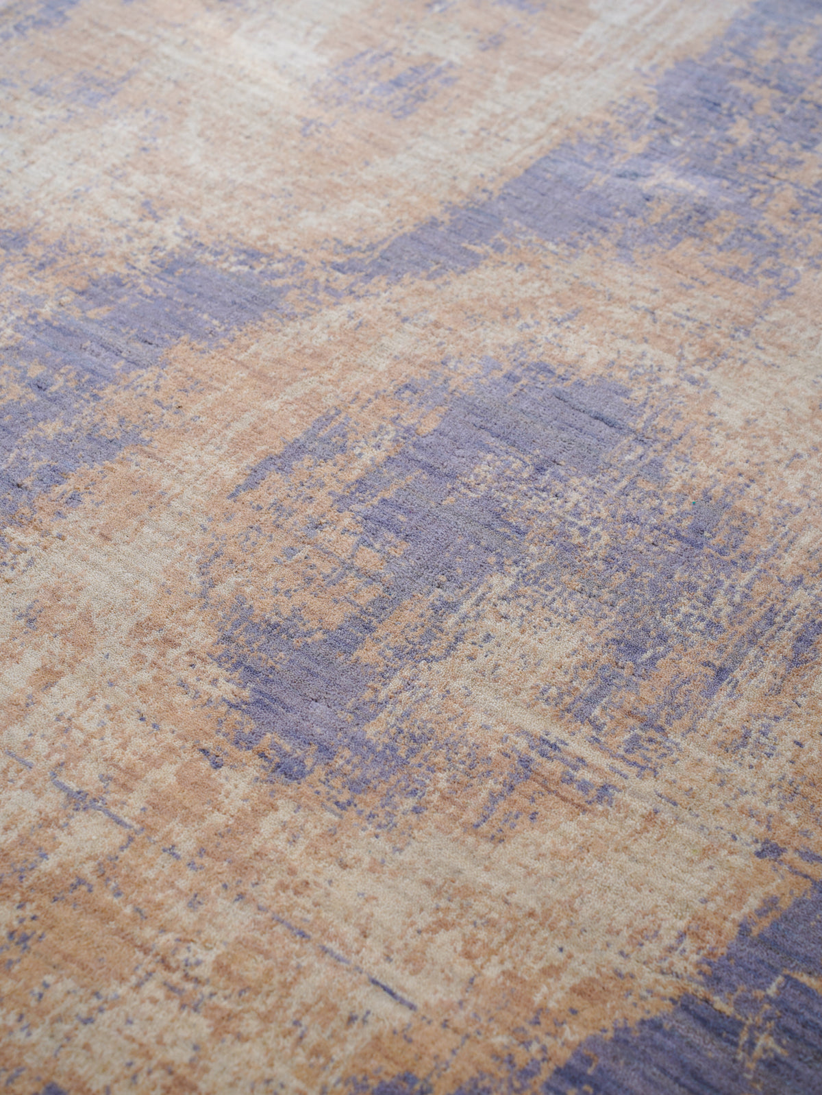 Hand Knotted Wool Abstract Blue Beige Area Rug