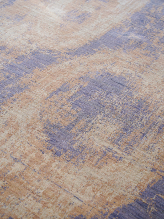 Hand Knotted Wool Abstract Blue Beige Area Rug