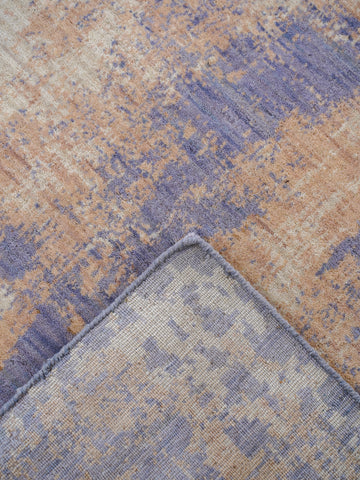 Hand Knotted Wool Abstract Blue Beige Area Rug