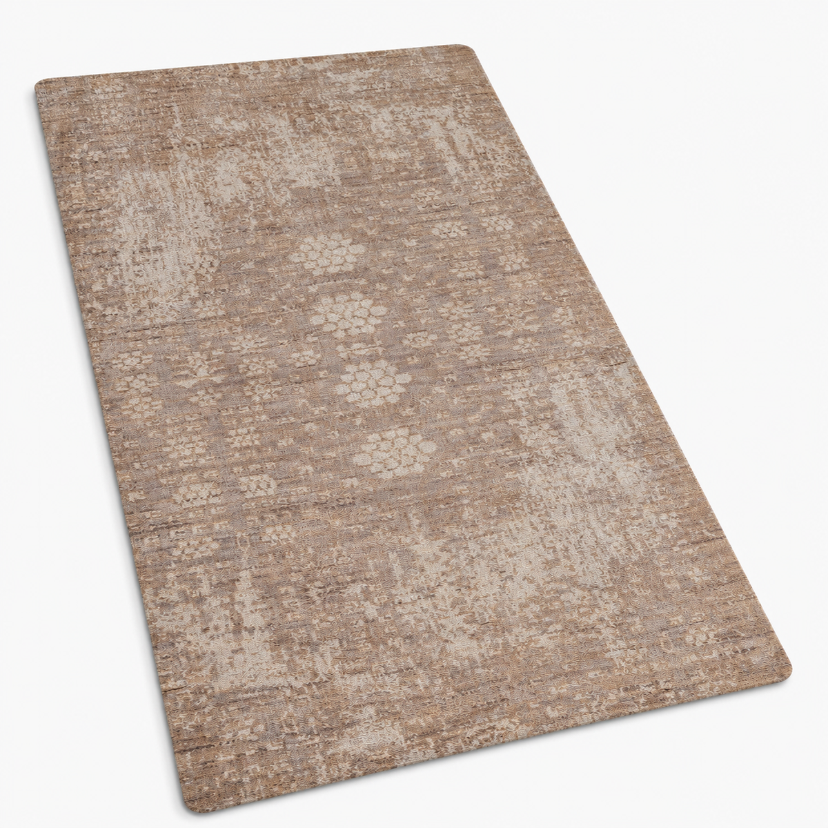 Hand Knotted Wool Oriental Silver Beige Area Rug