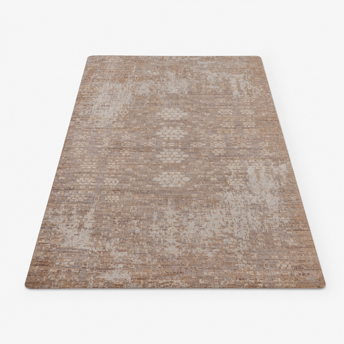Hand Knotted Wool Oriental Silver Beige Area Rug