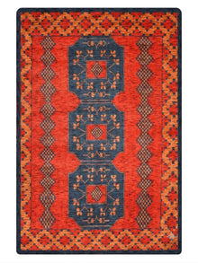 Classic Ethnic Medallion Rug with Border Design – Warm Tones