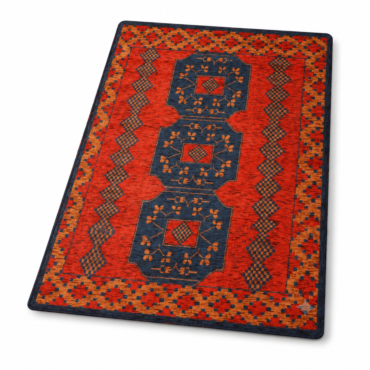 Classic Ethnic Medallion Rug with Border Design – Warm Tones