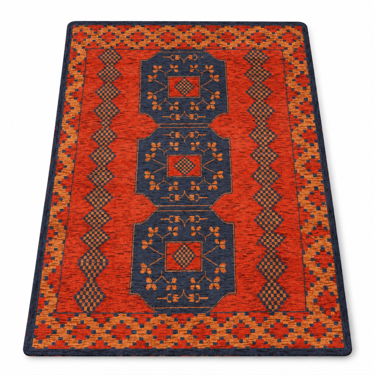 Classic Ethnic Medallion Rug with Border Design – Warm Tones