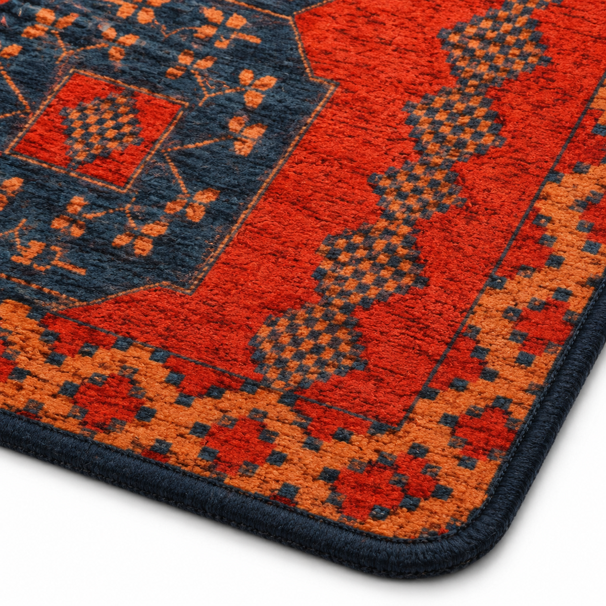 Classic Ethnic Medallion Rug with Border Design – Warm Tones