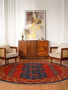 Classic Ethnic Medallion Rug with Border Design – Warm Tones
