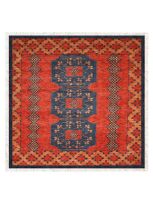 Classic Ethnic Medallion Rug with Border Design – Warm Tones