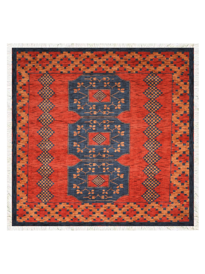 Classic Ethnic Medallion Rug with Border Design – Warm Tones — rug only