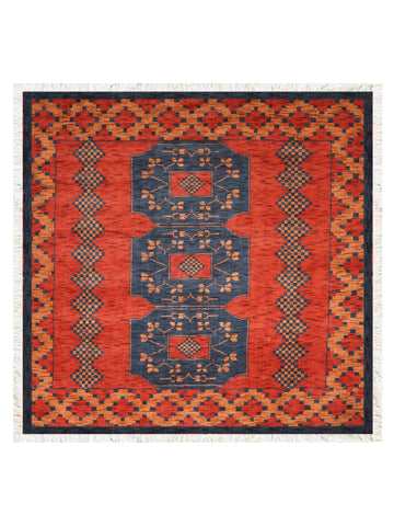 Classic Ethnic Medallion Rug with Border Design – Warm Tones