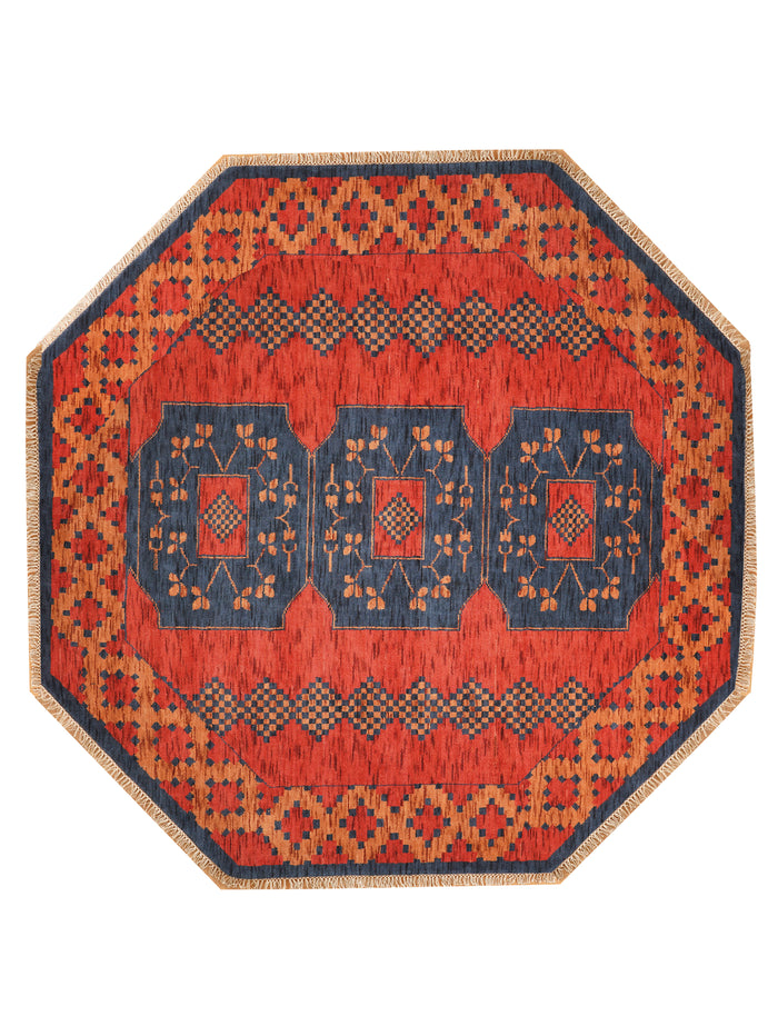 Classic Ethnic Medallion Rug with Border Design – Warm Tones — rug only