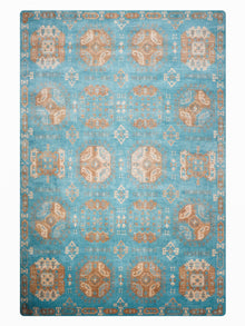 Light Blue Oriental Medallion Area Rug