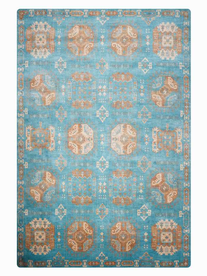 Light Blue Oriental Medallion Area Rug — rug only