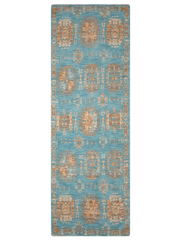 Light Blue Oriental Medallion Area Rug