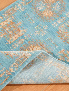 Light Blue Oriental Medallion Area Rug