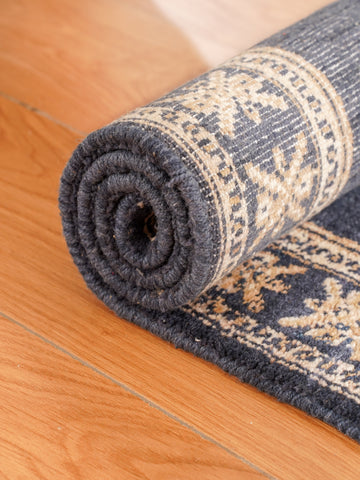 Blue & Beige Oriental Diamond Medallion Rug