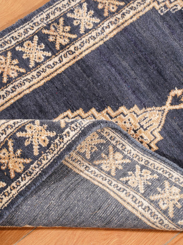 Blue & Beige Oriental Diamond Medallion Rug