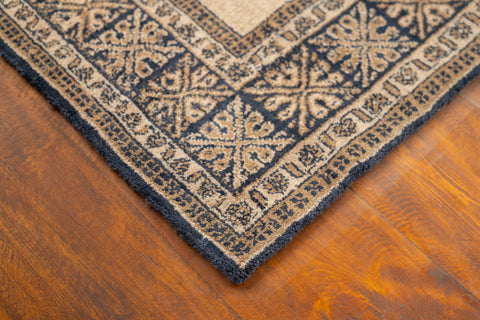 Blue & Beige Oriental Diamond Medallion Rug