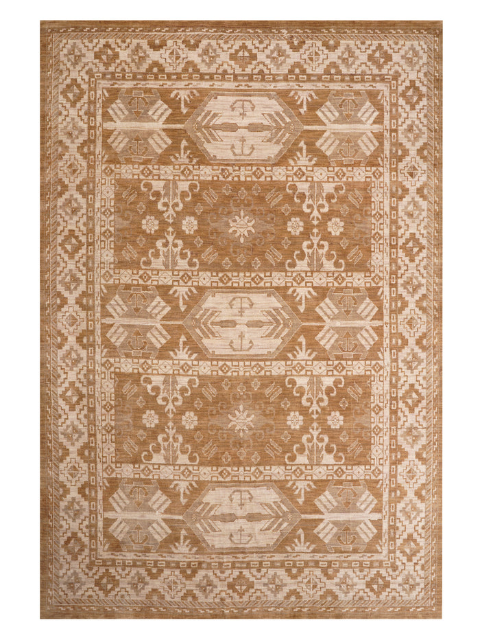 Hand Knotted Wool Oriental Brown Beige Area Rug — rug only