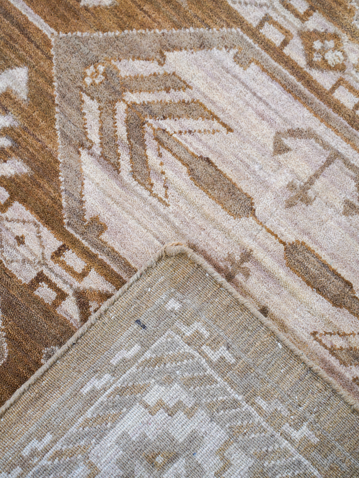 Hand Knotted Wool Oriental Brown Beige Area Rug