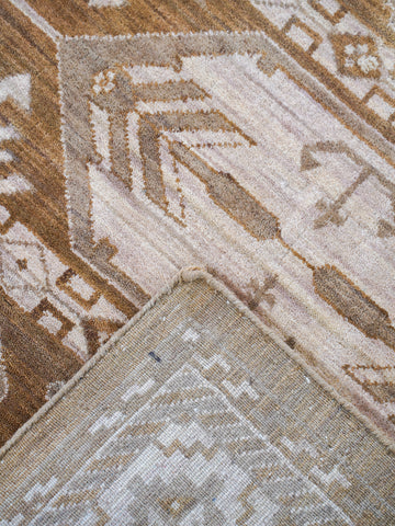 Hand Knotted Wool Oriental Brown Beige Area Rug