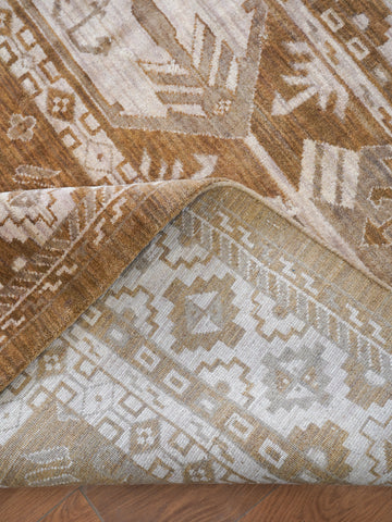 Hand Knotted Wool Oriental Brown Beige Area Rug