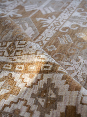Hand Knotted Wool Oriental Brown Beige Area Rug
