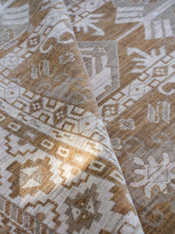 Hand Knotted Wool Oriental Brown Beige Area Rug