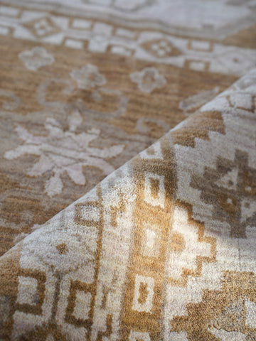 Hand Knotted Wool Oriental Brown Beige Area Rug
