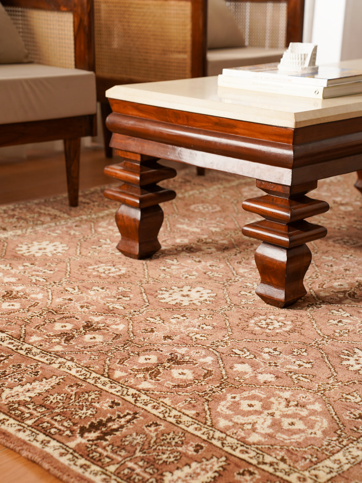 Traditional Oriental Light Brown Beige Patterned Rug