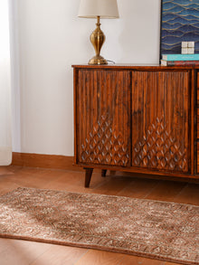 Traditional Oriental Light Brown Beige Patterned Rug