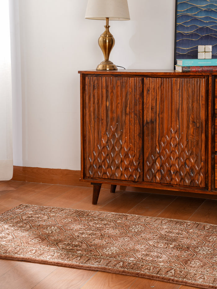 Traditional Oriental Light Brown Beige Patterned Rug
