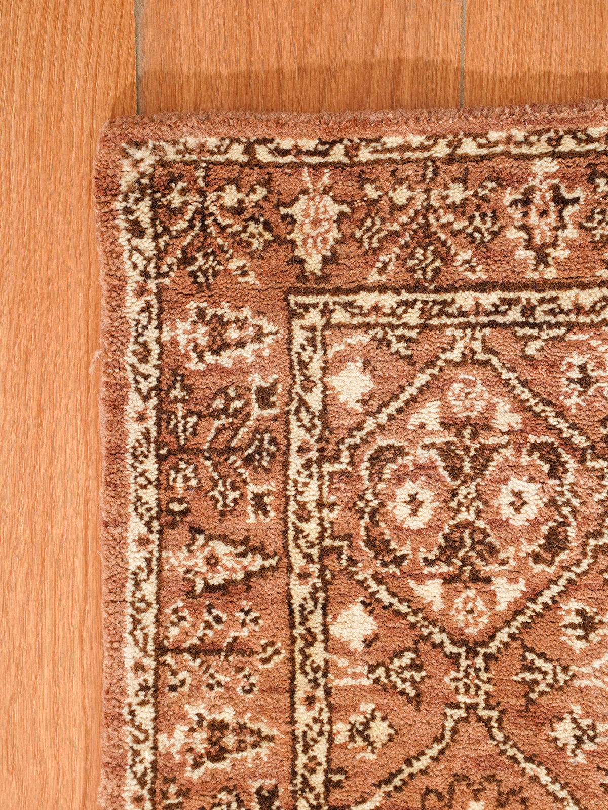 Traditional Oriental Light Brown Beige Patterned Rug