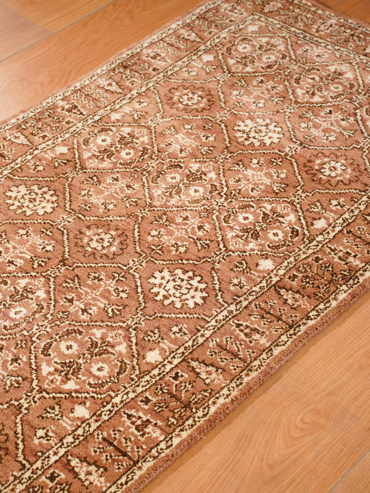 Traditional Oriental Light Brown Beige Patterned Rug