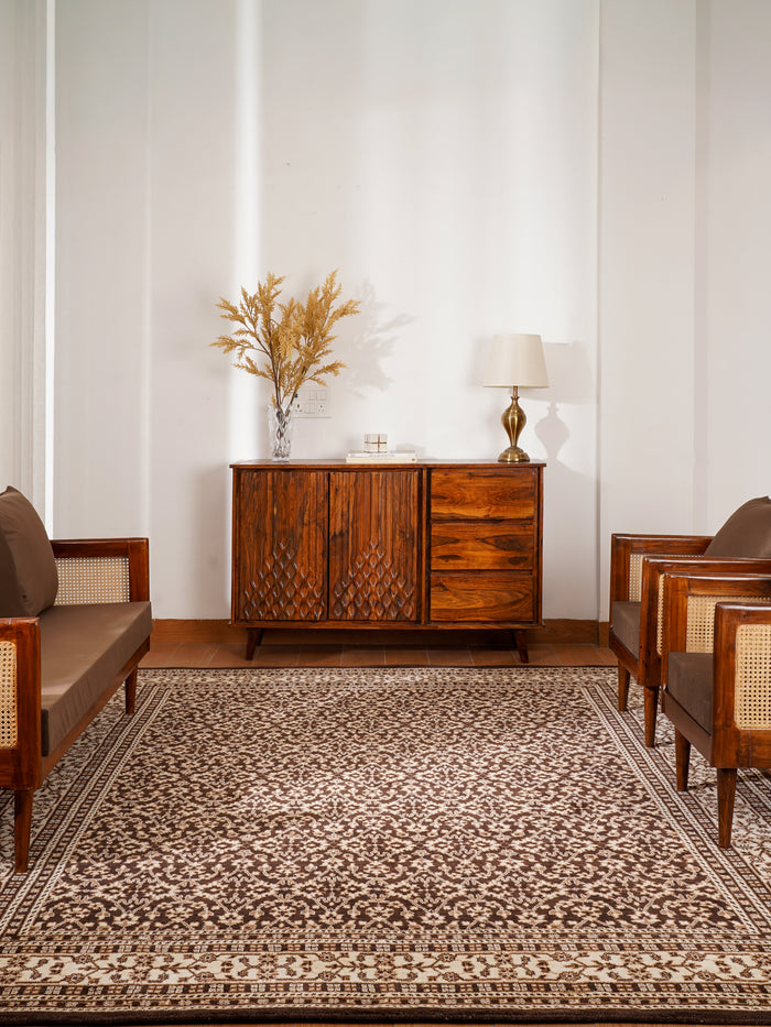 Hand Knotted Wool Oriental Brown Beige Area Rug