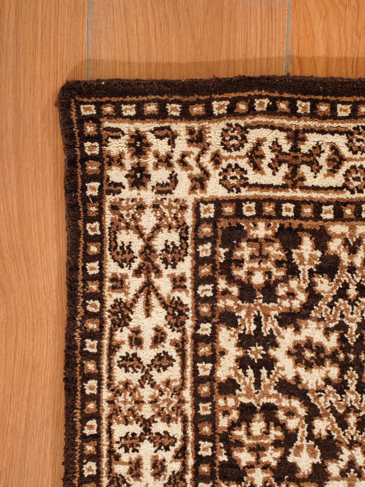 Hand Knotted Wool Oriental Brown Beige Area Rug
