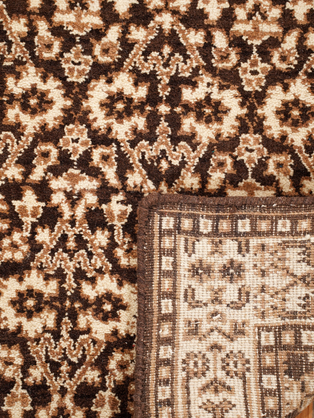 Hand Knotted Wool Oriental Brown Beige Area Rug