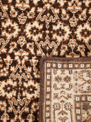 Hand Knotted Wool Oriental Brown Beige Area Rug