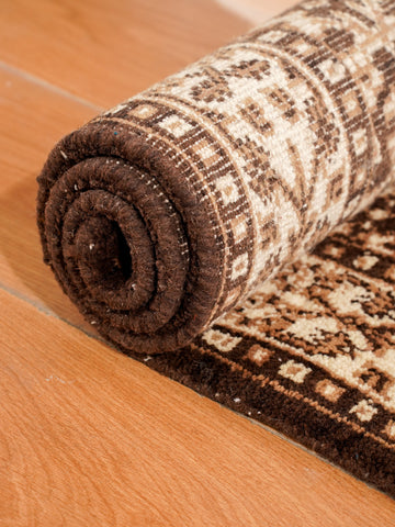 Hand Knotted Wool Oriental Brown Beige Area Rug