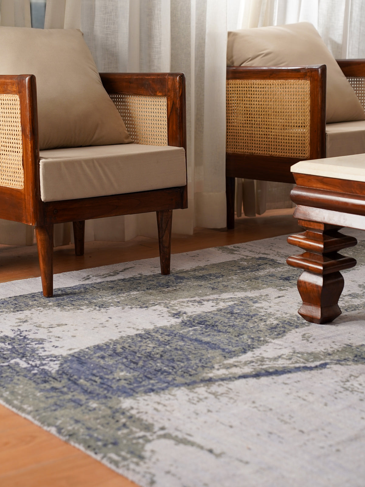 Hand Knotted Wool Abstract Multicolor Runner Area Rug