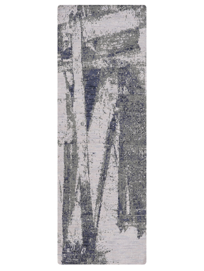 Hand Knotted Wool Abstract Multicolor Runner Area Rug