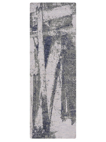 Hand Knotted Wool Abstract Multicolor Runner Area Rug