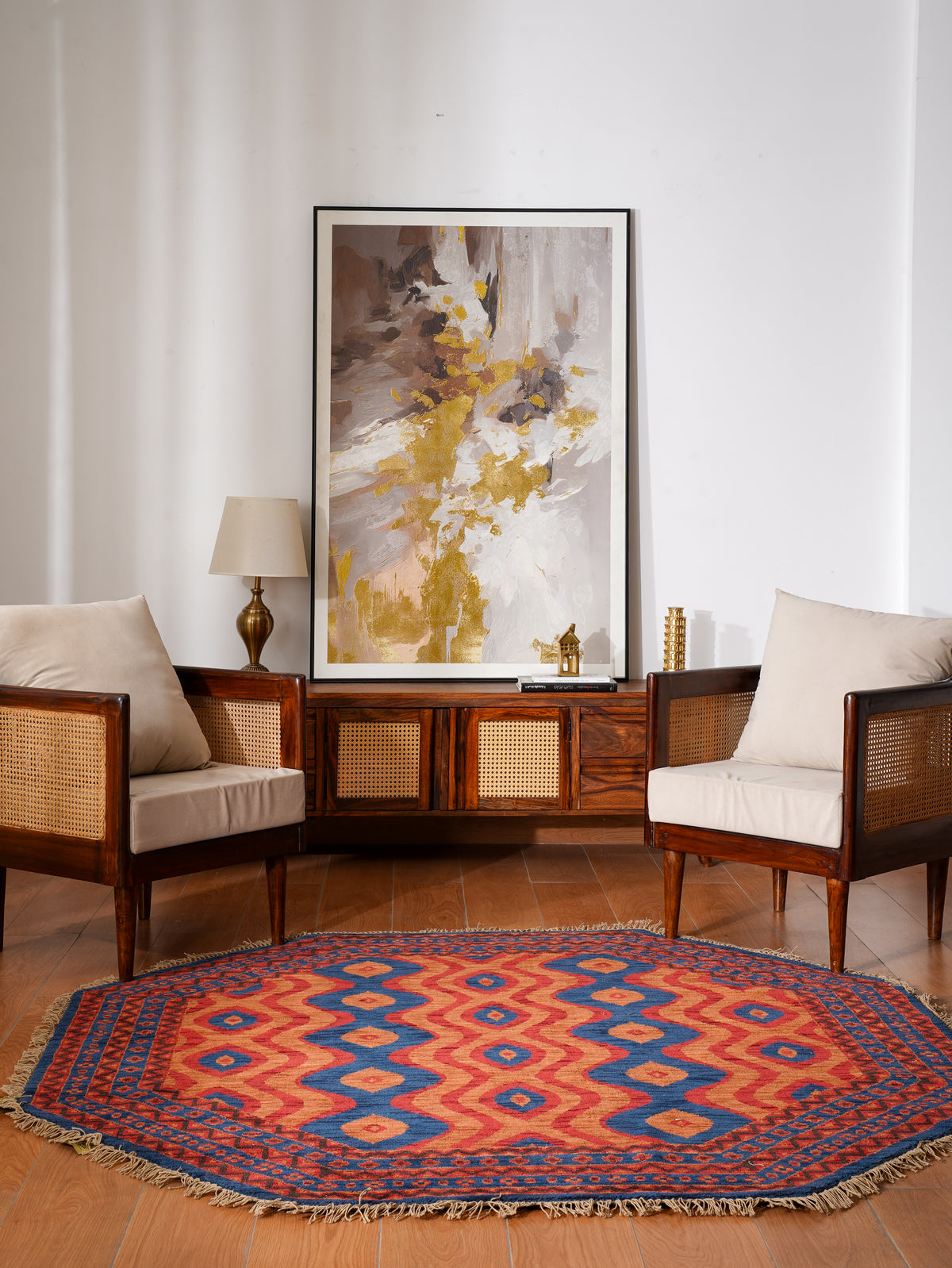 Handmade Oriental Wool Area Rug – Multicolor